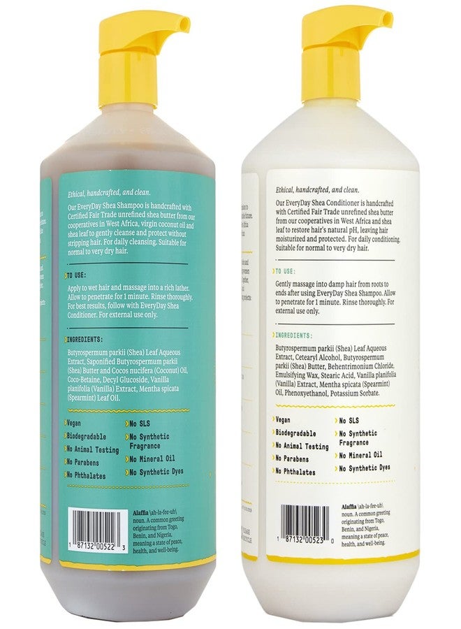 Alaffia EveryDay Shea Shampoo and Conditioner - Normal to Very Dry Hair, Gently Cleanses, Moisturizes, Restores & Protects with Fair Trade Shea Butter, Vegan, No Parabens, Vanilla Mint, 32 Fl Oz Each - Image 2